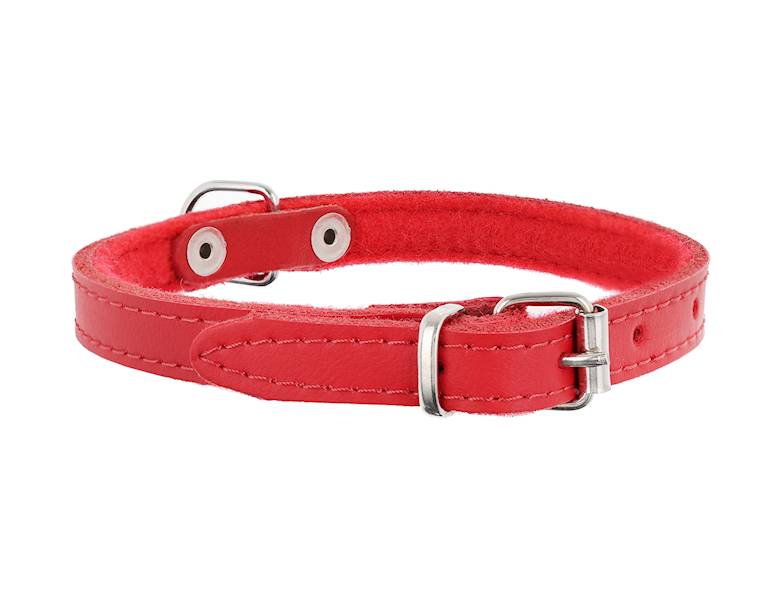 OBROŻA SKÓRZANA 12mm/32cm CZERWONA