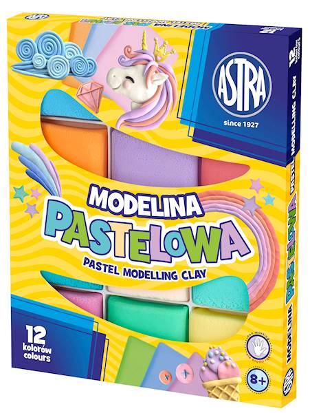 Modelina 12 kolorów pastelowych Astra
