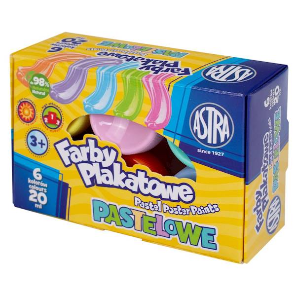 Farby plakatowe ASTRA 6 pastelowych kolorów