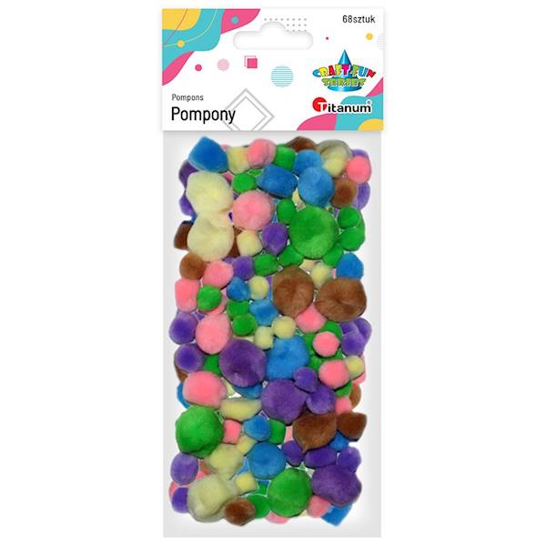 Pompony akrylowe Titanum 68 szt. mix kolorów