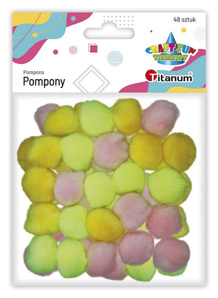 Pompony akrylowe Titanum żołcie, 48 szt. 