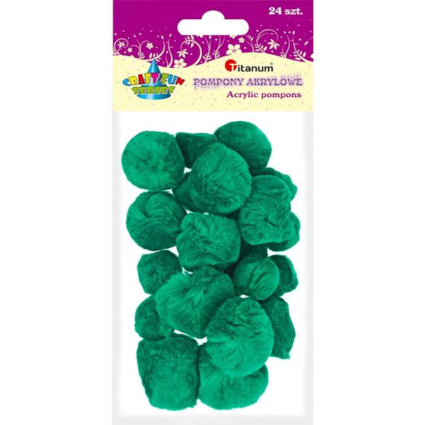 Pompony akrylowe Titanum zielone 24szt. 