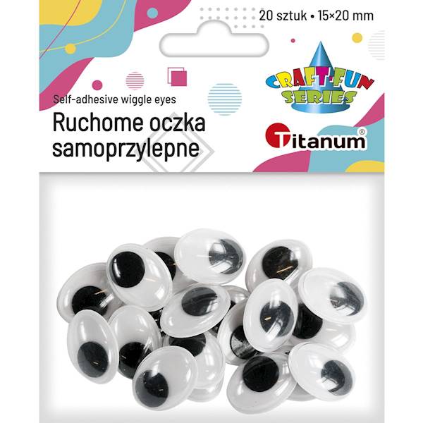Ruchome oczy samoprzylepne Titanum 20 szt. 15x20mm