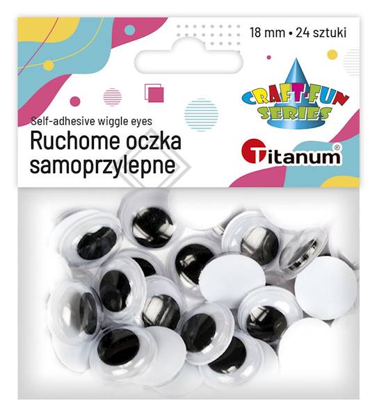 Ruchome oczy samoprzylepne Titanum 18mm 24 szt.