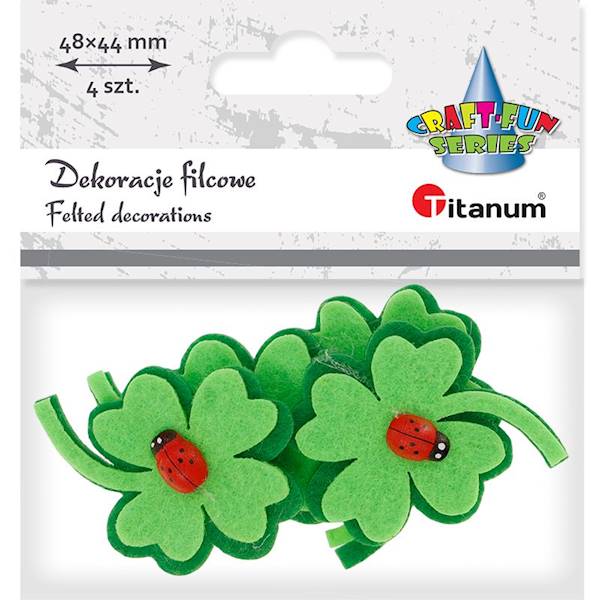 Dekoracje filcowe Titanum koniczyny z biedronką