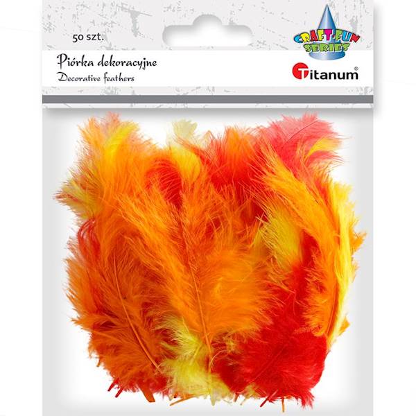 Piórka dekoracyjne Titanum 50 szt. czerwono-żółte