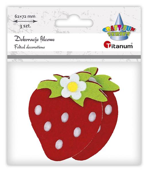 Dekoracje filcowe Titanum 3 szt. truskawki