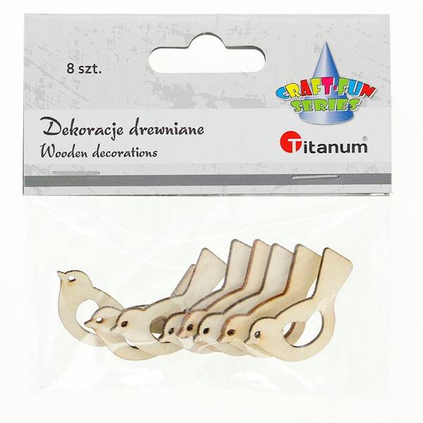 Dekoracje drewniane Titanum 8 szt. ptaszki