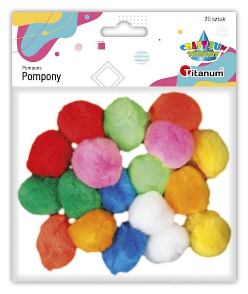 Pompony akrylowe Titanum mix kolorów 20 szt. 30mm