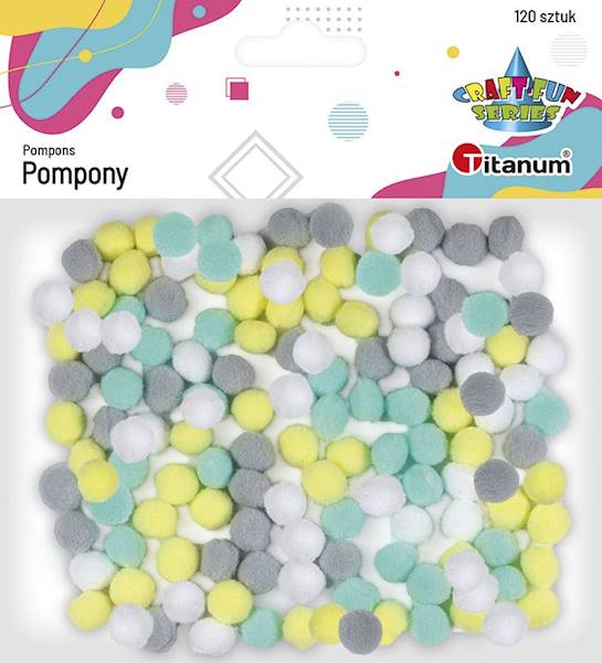 Pompony Titanum pastelowe 120 sztuk x 10 mm