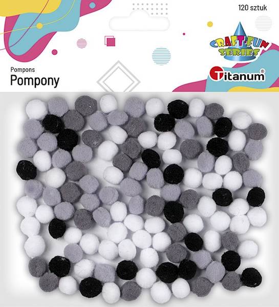 Pompony poliestrowe Titanum szare 120 szt. x 10mm