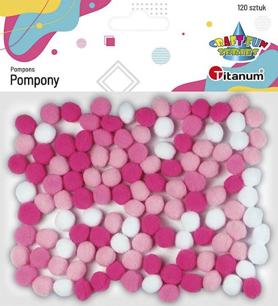 Pompony Titanum różowe 120 sztuk x 10 mm