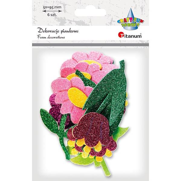Dekoracje piankowe Titanum brokatowe kwiaty 6 szt.