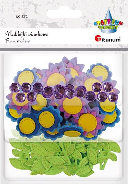 Naklejki piankowe Titanum 40 szt. kwiaty, liście