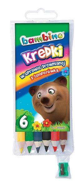 Kredki Bambino 6 kolorów drewniane z temperówką