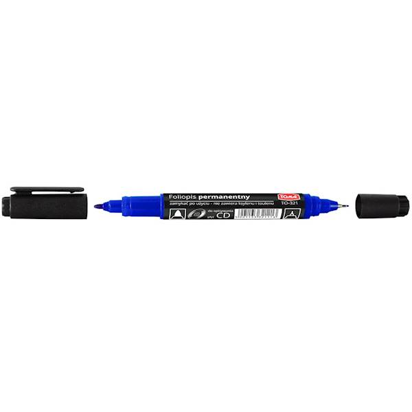 Marker perm. TOMA TO-321 dwustronny do CD niebiesk
