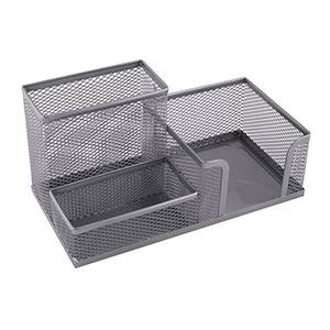 Przybornik na biurko siatka 205x103x98mm srebrny