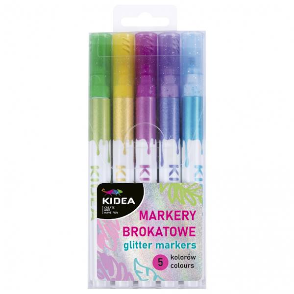 Markery brokatowe 5 kolorów Kidea