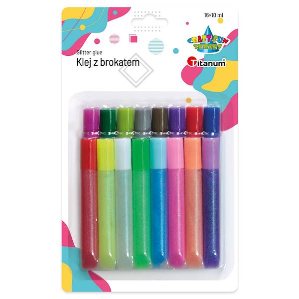 Klej z brokatem Titanum 10ml 16 kolorów 
