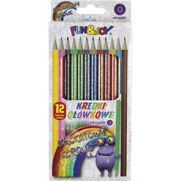 Kredki ołówkowe okrągłe brokatowe Fun&Joy 12k