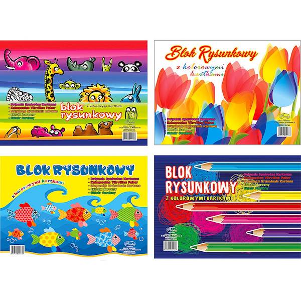 Blok rysunkowy A4 Protos KOLOROWY