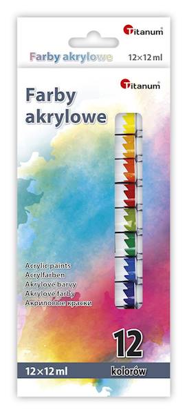 Farby akrylowe w tubie Titanum 12 kolorów