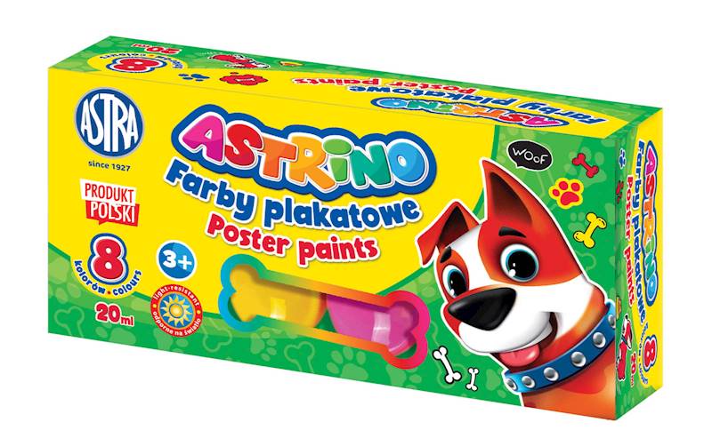 Farby plakatowe Astrino 8 kolorów – 20 ml