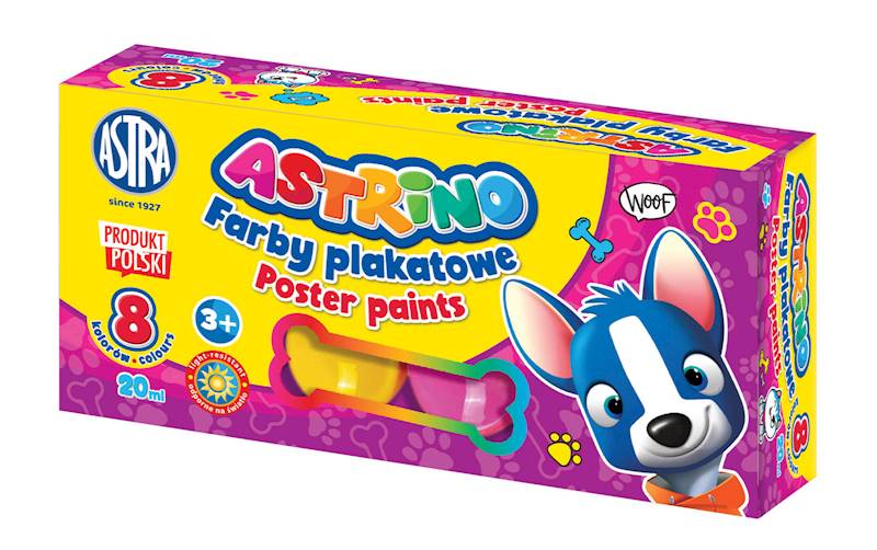 Farby plakatowe Astrino 8 kolorów – 20 ml