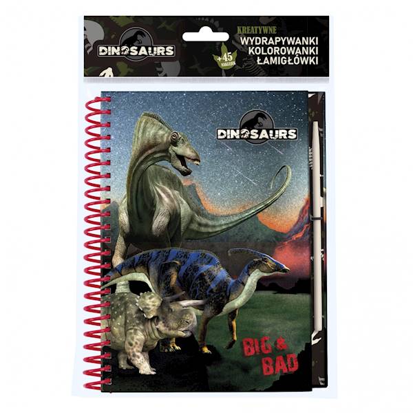 Wydrapywanki, kolorowanki, łamigłówki Dinozaur