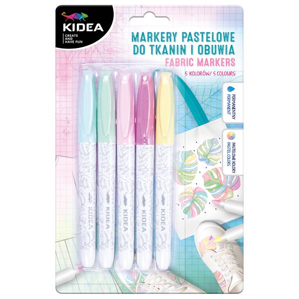 Markery pastelowe do tkanin i ubrań Kidea 5k