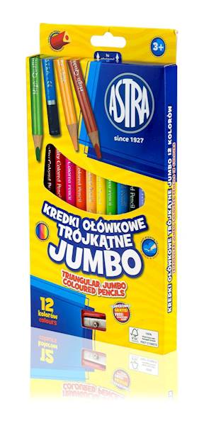 Kredki ołówkowe trójkątne Jumbo Astra 12 kolorów