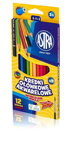 Kredki ołówkowe akwarelowe Astra 12 kolorów