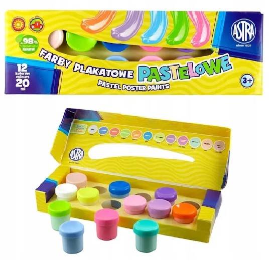 Farby plakatowe pastelowe 12k Astra