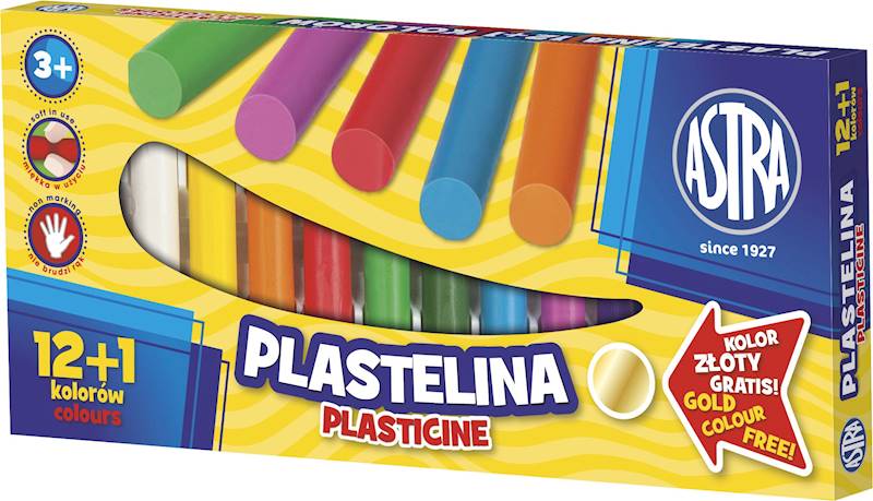 Plastelina Astra 12 kolorów + 1 złoty kolor
