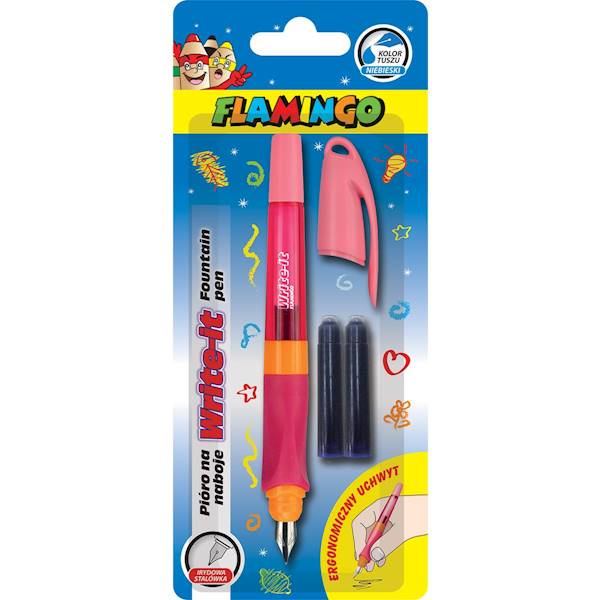 Pióro na naboje ergonomiczne różowe Flamingo