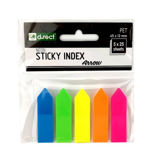 Zakładki indeksujące PET 45x12mm 5x25szt. strzałka
