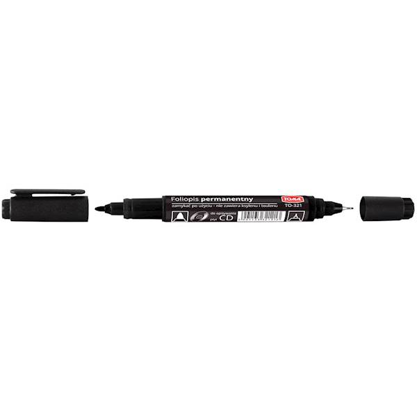 Marker perm. TOMA TO-321 dwustronny do CD czarny