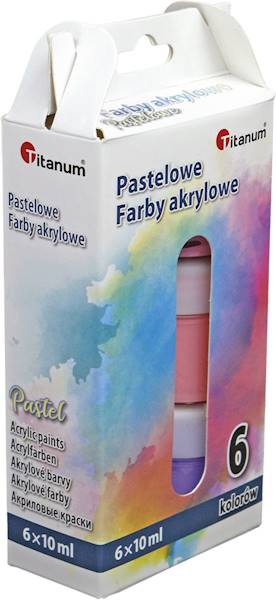 Farby akrylowe pastelowe 6 kol. 10 ml. Titanum