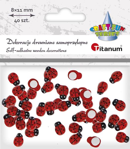 Dekoracje drewniane samoprzylepne: biedronki