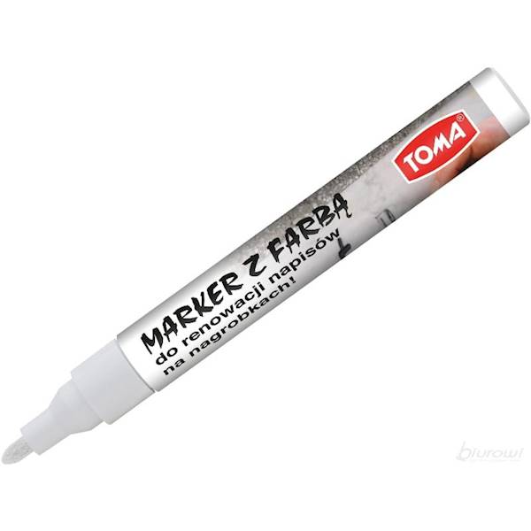 Marker z farbą do nagrobków TOMA biały 