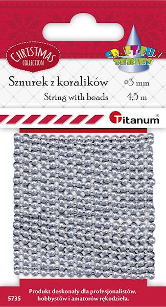 Sznurek z koralików Titanum srebrne 4,5m