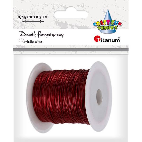 Drucik florystyczny Titanum 0,45mm x 30m czerwony 