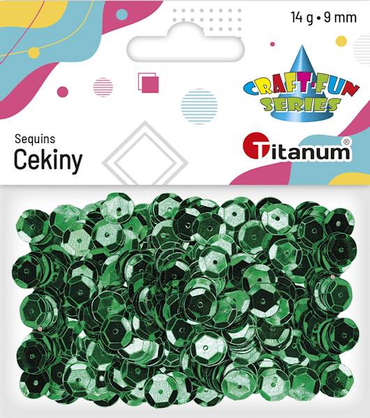 Cekiny Titanum okrągłe 9mm 14g zielone 
