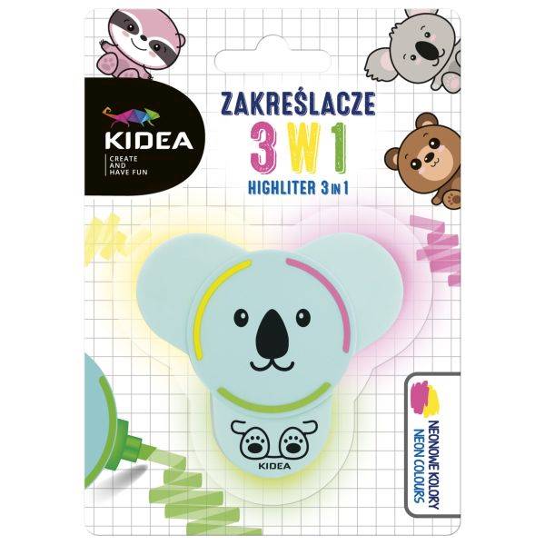 Zakreślacze z figurką 3w1 Kidea blistr