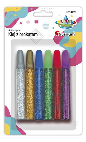 Klej z brokatem Titanum 6 kol x 10 ml
