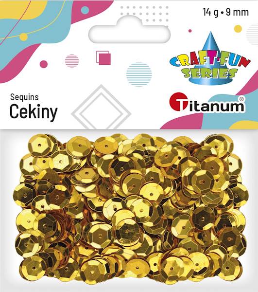 Cekiny Titanum okrągłe 9mm 14g złote 