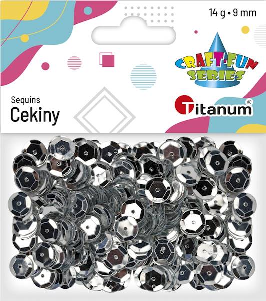 Cekiny Titanum okrągłe 9mm 14g srebrne