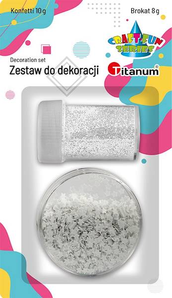 Zestaw do dekoracji Titanum brokat +konfetti biały