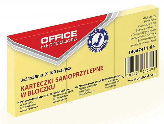 Bloczek samoprzylepny 51x38mm Office 3 szt.