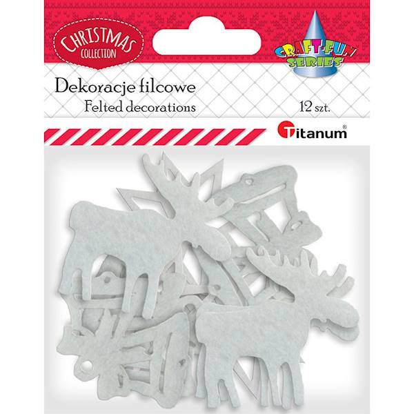 Dekoracje filcowe Titanum białe mix kształtów